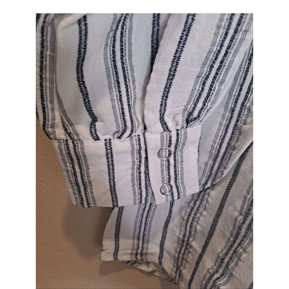 Soft Surroundings Belinda Striped Tunic Top Snap Front Shirt S NWT - Picture 5 of 9